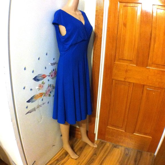 Lauren Ralph Lauren Royal Blue Surplice Dress - Picture 3 of 8